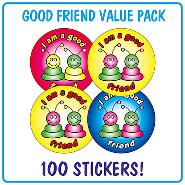 100 I'm a Good Friend Alien Stickers - 32mm