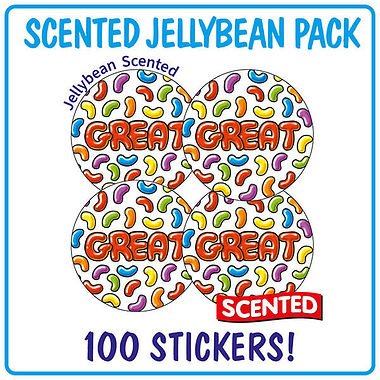100 Jellybean Scented Great Stickers - 32mm