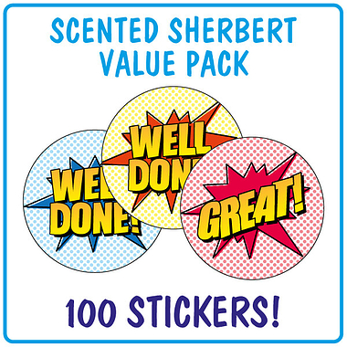 100 Sherbet Scented Stickers - 32mm