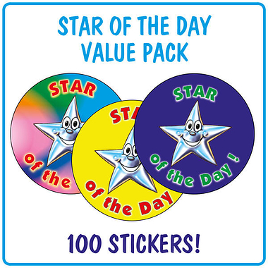 100 Star of The Day Stickers - 32mm