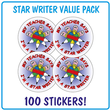 100 Star Writer Pencils Stickers - 32mm