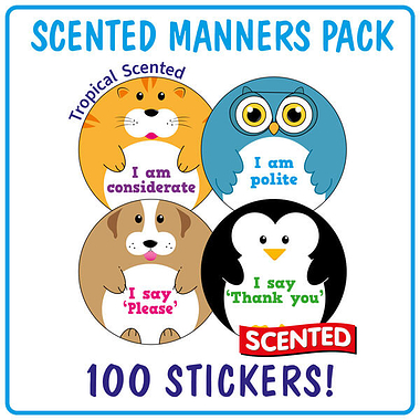 100 Tropical Scented Manners Stickers - 32mm
