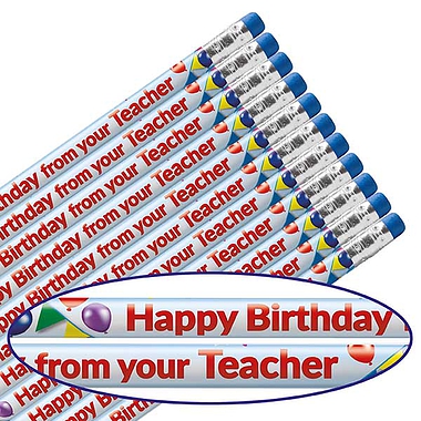 12 Happy Birthday from your Teacher Pencils