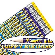 12 Happy Birthday Pencils - Blue