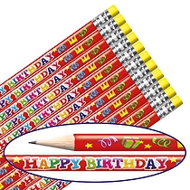 12 Happy Birthday Pencils - Red