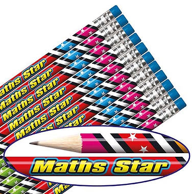 12 Maths Star Pencils - Multicolour