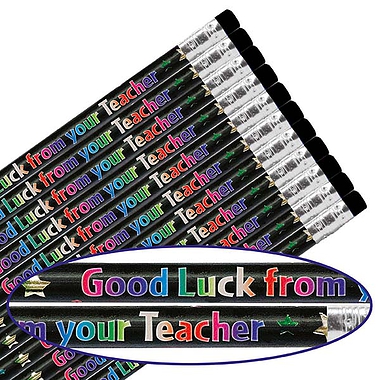 12 Metallic Good Luck from your Teacher Pencils