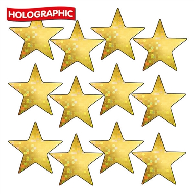 140 Holographic Gold Star Stickers - 20mm