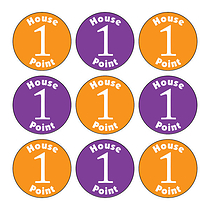 140 House Point Stickers  - Orange & Purple - 16mm