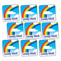 140 Lovely Work Rainbow Stickers - 16mm