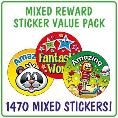 1470 Assorted Reward Stickers - 25mm