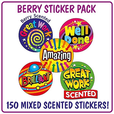 150 Berry Scented Bright Reward Stickers - 25mm