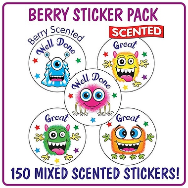 150 Berry Scented Monsters Stickers - 25mm