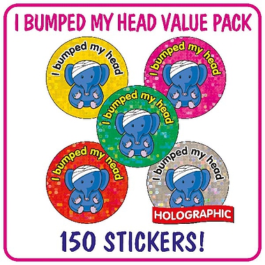 150 Holographic I Bumped My Head Stickers - 25mm
