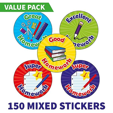 150 Homework Reward Stickers - 25mm