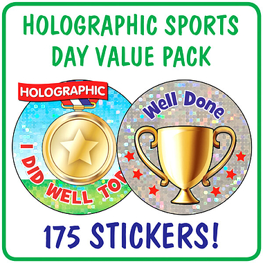 175 Holographic Sports Day Stickers - 37mm