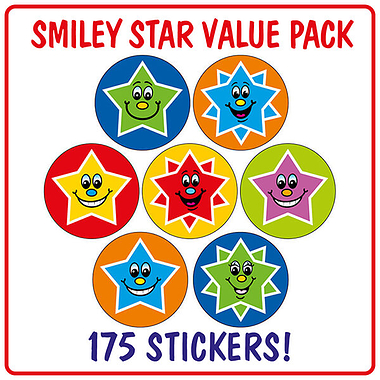 175 Smiley Star Stickers - 20mm