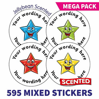 Personalised SCENTED Star Stickers Value Pack (595 Stickers - 37mm)