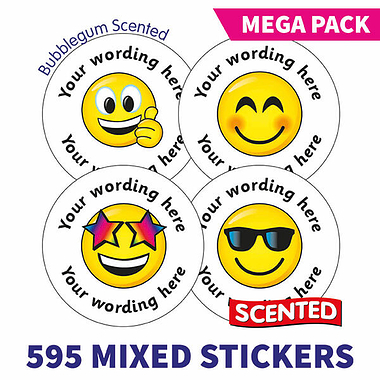 Personalised SCENTED Emoji Stickers - Bubblegum - Value Packs (595 Stickers - 37mm)