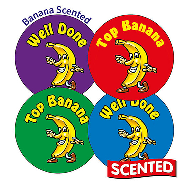 20 Banana Scented Reward Stickers - 32mm