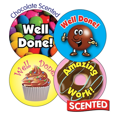 20 Chocolate Scented Reward Stickers - 32mm