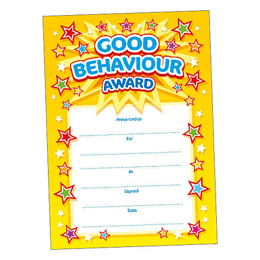 20 Good Behaviour Award Certificates - A5
