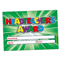 20 Headteacher's Award Certificates -  A5 - Green