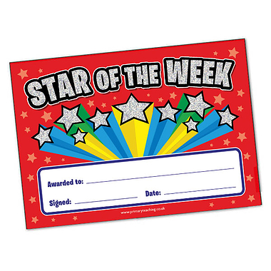 20 Holographic Star of the Week Certificates - A5