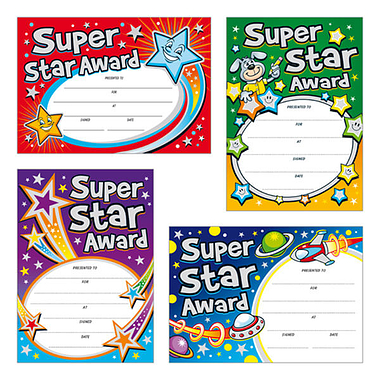 20 Holographic Super Star Award Certificates - A5