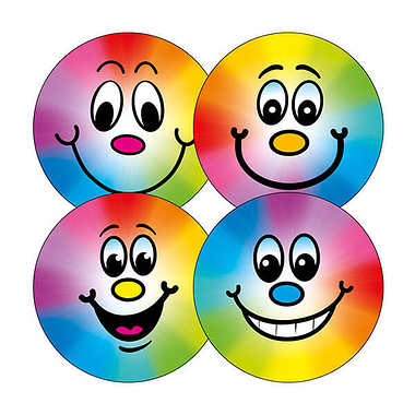 20 Rainbow Smiley Stickers - 32mm