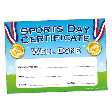 20 Sports Day Well Done Certificates - A5