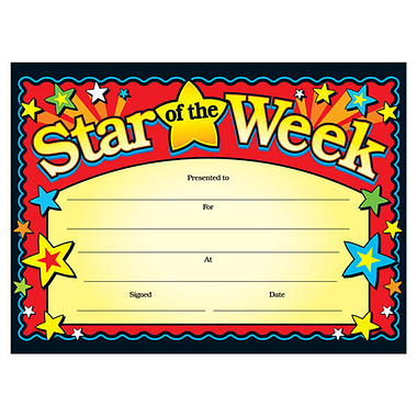 20 Star of the Week Certificates - A5
