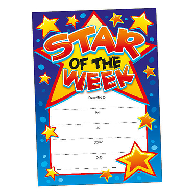 20 Star of the Week Medal Certificates - A5