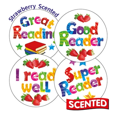 20 Strawberry Scented Reading Reward Stickers - 32mm