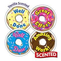 20 Vanilla Scented Doughnut Stickers - 32mm