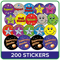 200 Holographic Assorted Stickers