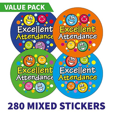 280 Excellent Attendance Stickers - 37mm