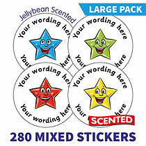 280 Personalised Jellybean Scented Star Stickers - 37mm