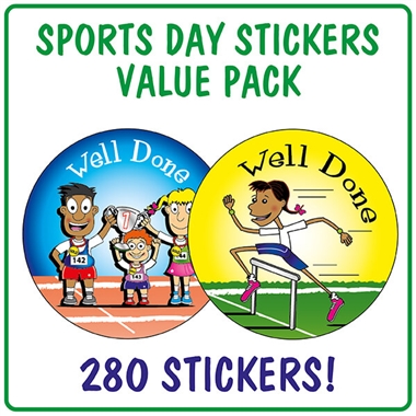 280 Well Done Sports Day Stickers - 37mm