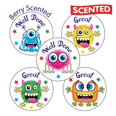 30 Berry Scented Monster Stickers - 25mm