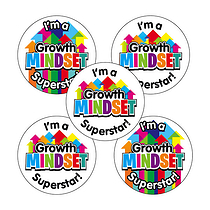 30 Growth Mindset Superstar Stickers - 25mm