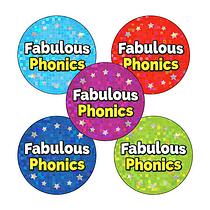 30 Holographic Fabulous Phonics Stickers - 25mm