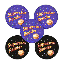 30 Holographic Superstar Reader Stickers - 25mm