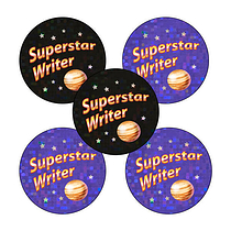 30 Holographic Superstar Writer Stickers - 25mm