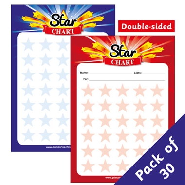 30 Star Sticker Saver Reward Cards - A5