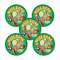 30 Well Done Sport Stickers - 25mm