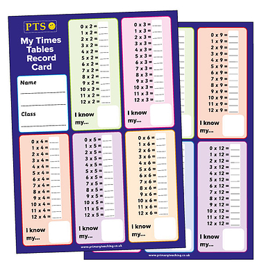32 My Times Tables Record Cards - A5