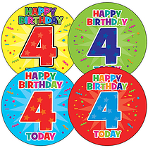 35 4th Birthday Stickers - 37mm