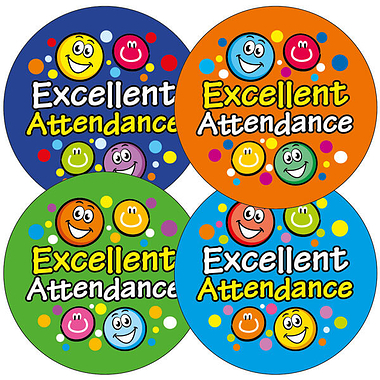35 Excellent Attendance Stickers - 37mm
