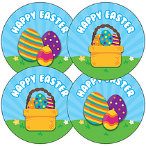 35 "Happy Easter" Eggs Stickers - 37mm